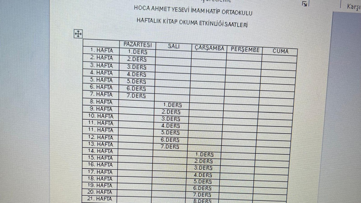 KİTAP OKUMA SAATİ